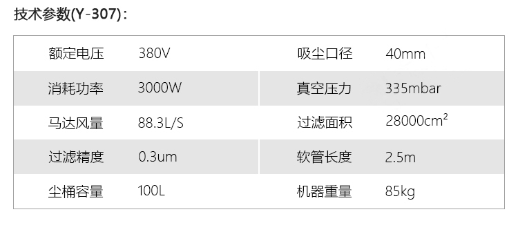 御卫仕380v工业吸尘器Y-307